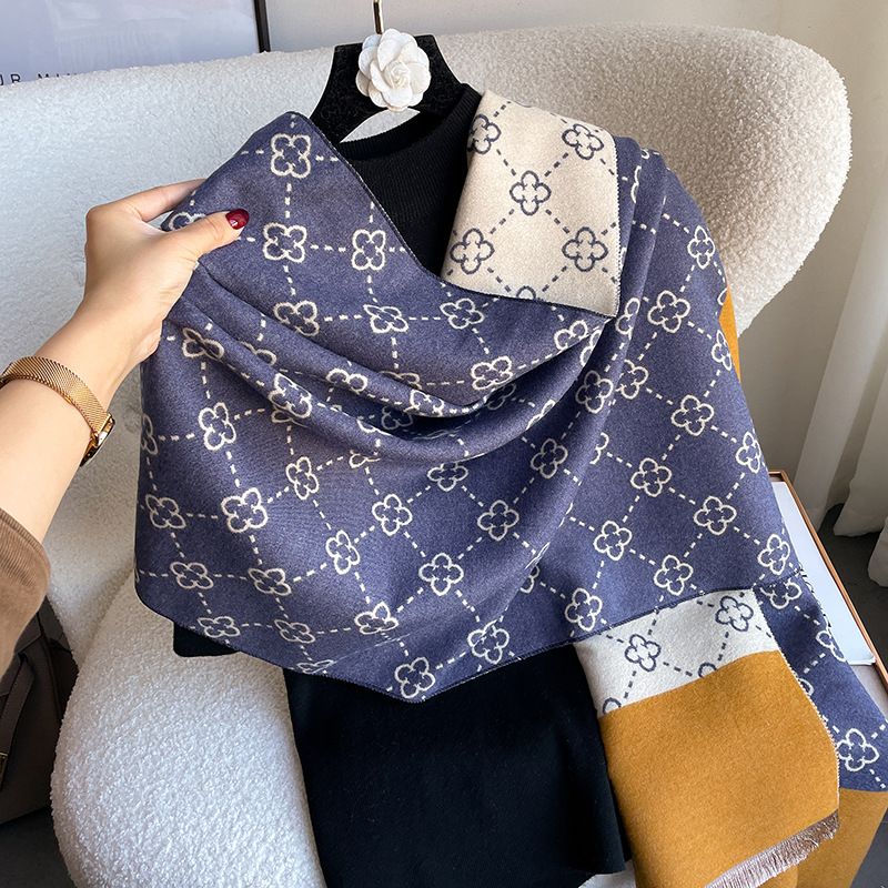 Leichter, luxuriöser, windiger, fortschrittlicher französischer Damen-Kaschmir-Faux-Kaschmir-Schal für Herbst und Winter, schlichter, vielseitiger, warmer Schal_voghion.com