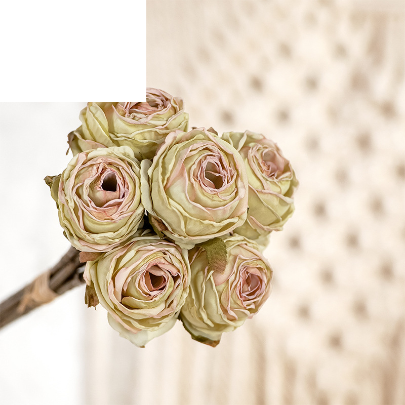 Home Decoration Baked Edge Notes Rose Manufacturer Artificial Flowers Cross-Border Wedding Wholesale Artificial Flowers INS Style MW66786_voghion.com