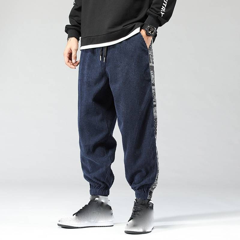 Pantalons décontractés pour hommes, automne et hiver, épissure de fleurs de cajou, pantalons de sport grande taille_voghion.com