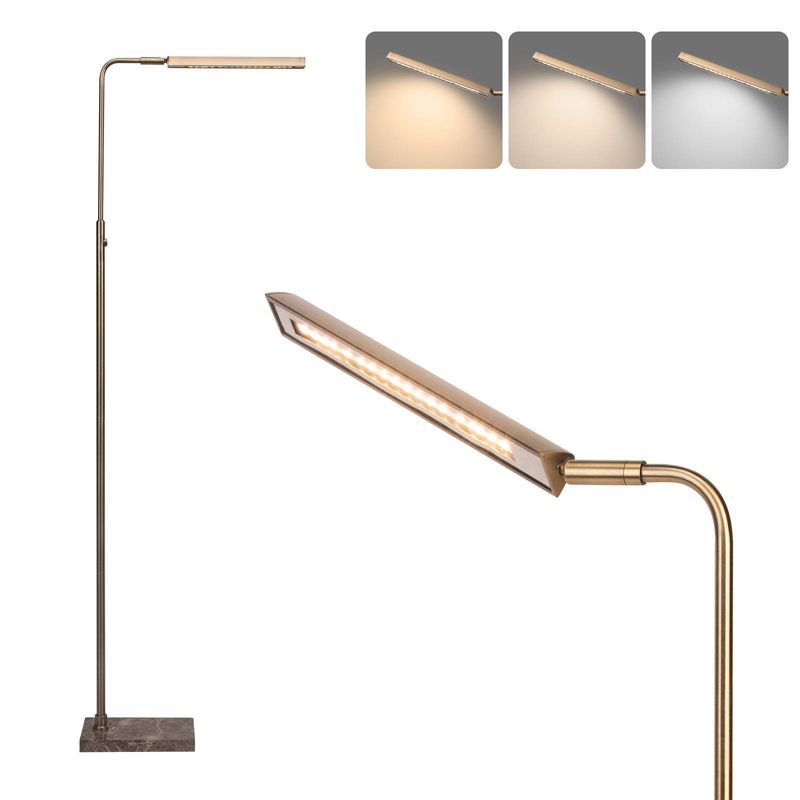 Moderne LED-Stehlampe Mit Dimmbarer Beleuchtung & Marmorsockel, Dimmbare Metall-Stehlampe In 3 Farbtemperaturen_voghion.com