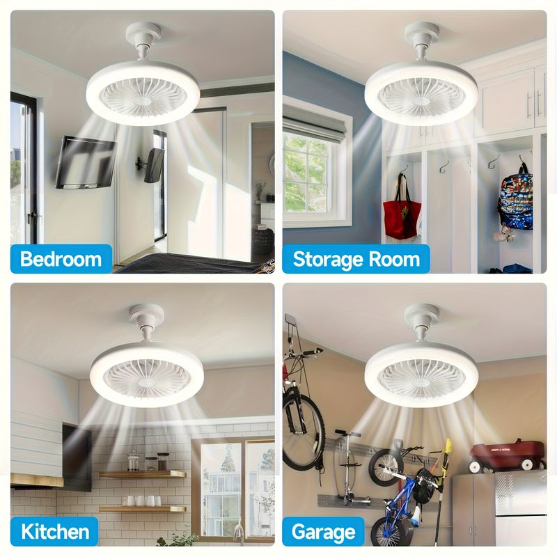 Ventilateur de plafond 10 pouces avec éclairage LED - Télécommande, 3 modes de couleur, fonctionnement silencieux pour chambre, chambre d'enfant et salon (blanc)_voghion.com