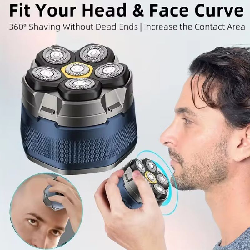 Cordless Electric Head Shaver For Bald Men Magnetic Razor Wet/Dry Hair Trimmer_voghion.com