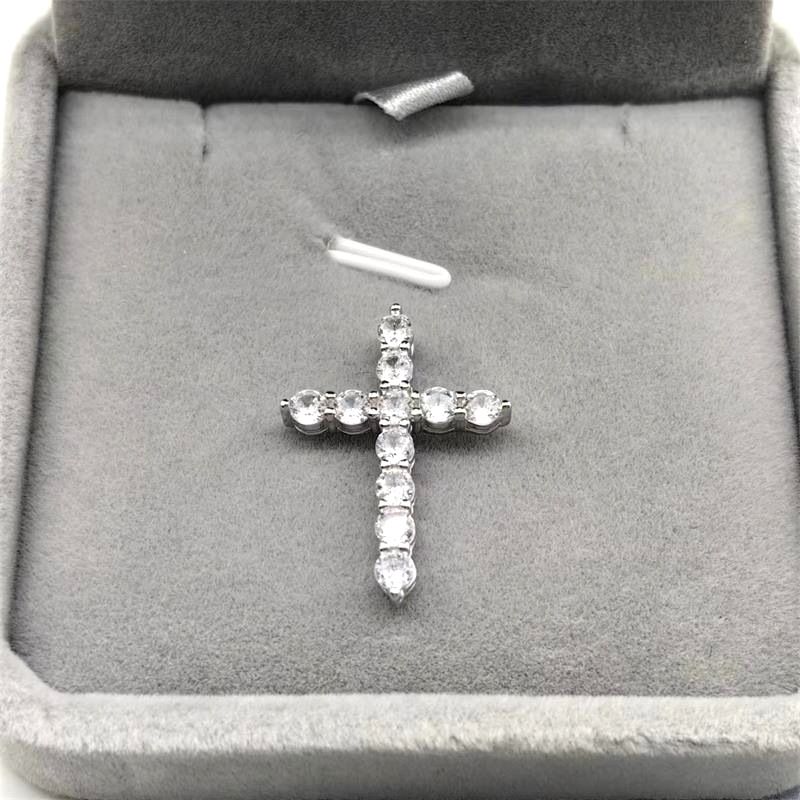 Collana con croce in argento puro e diamanti, ciondolo Ma Siwei, celebrità di Internet, stesso stile, maschile e femminile_voghion.com