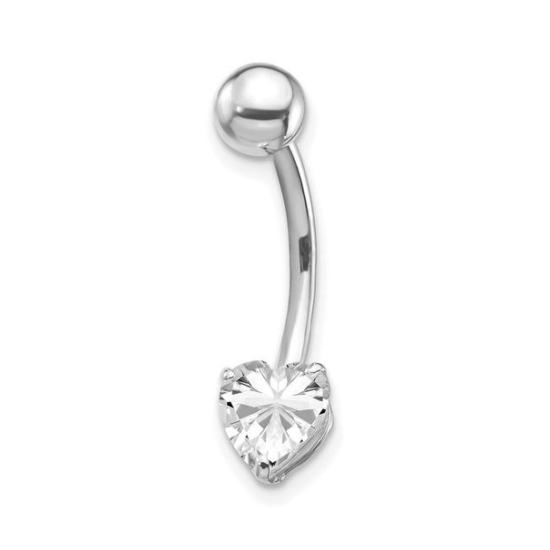 10k White Gold W/6X6 CZ Heart Belly Dangle_voghion.com