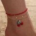 Red Beaded Multi-layer With Rhinestones Cherry Anklet Three-piece Set_voghion.com