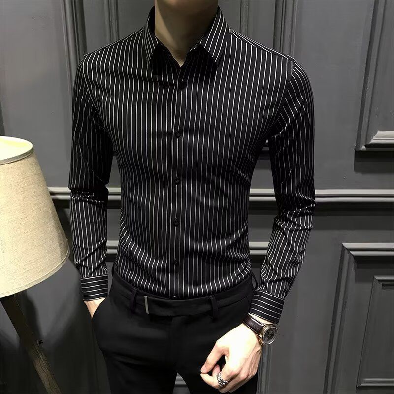 Herrenhemd aus Seide mit Streifen – Klassisches Slim-Fit-Langarmhemd für Business & Freizeit (M-XXXL)_voghion.com