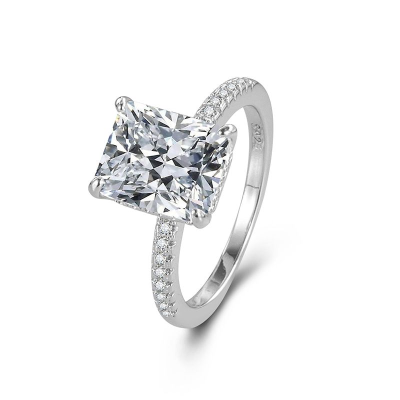 Diamond Studded Women's High-end Square Simulation Proposal Diamond Ring, Fashionable And Versatile, Light Luxury Batch_voghion.com