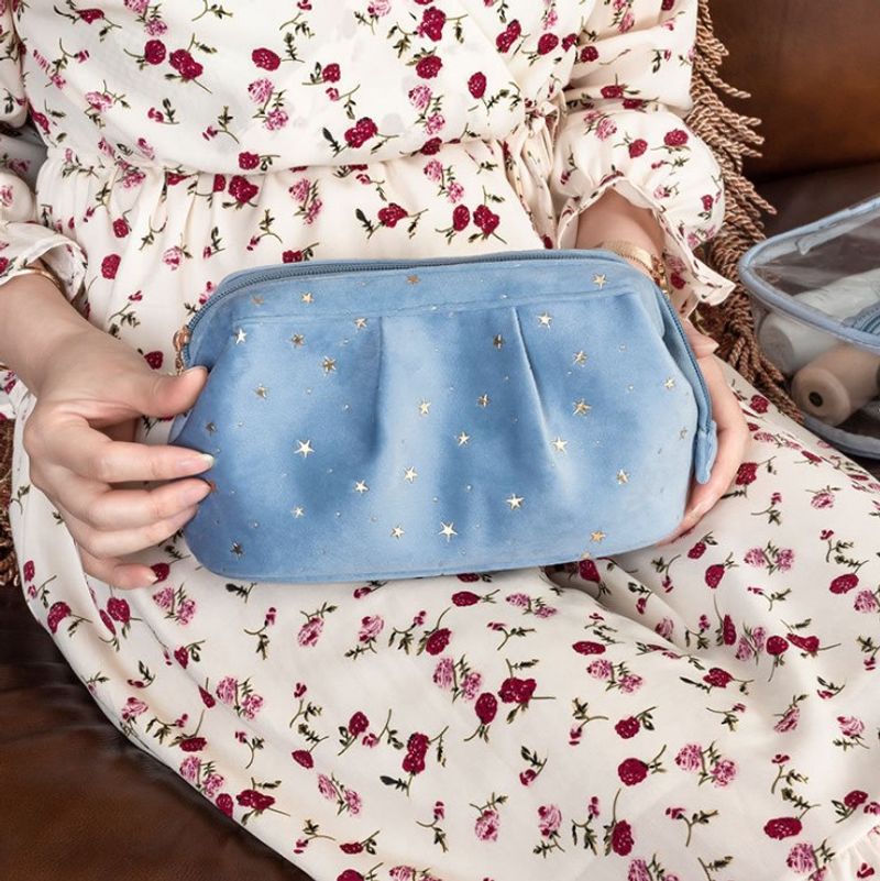 Borsa da donna in velluto con stampa oro Borsa cosmetica portatile per celebrità Borsa di grande capacità Borsa da toeletta portatile Borsa da viaggio super calda_voghion.com