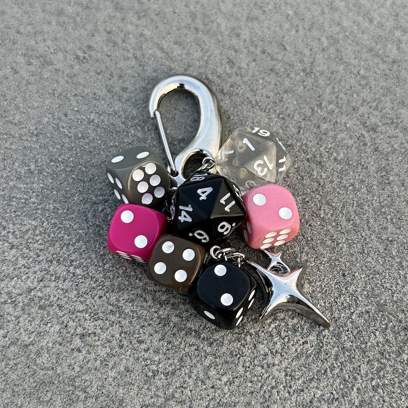 Original Purple Gold Handmade Dice String Lucky Pendant Couple Bag Pendant High Value Accessories Niche Keychain Pendant_voghion.com