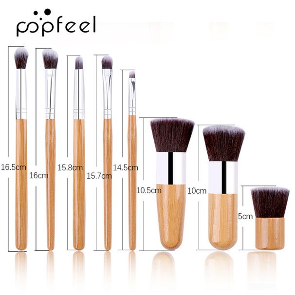 Kits de ferramentas de maquiagem 11 peças conjunto de pincéis de maquiagem de bambu com bolsa ferramentas de maquiagem clássicas_voghion.com