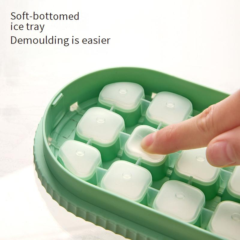 IJsblokjesvorm van kunststof, ijsblokjesvorm voor levensmiddelen, ijsblokjesvorm voor thuisgebruik met deksel, gemakkelijk te ontvormen bevroren ijsartefact_voghion.com
