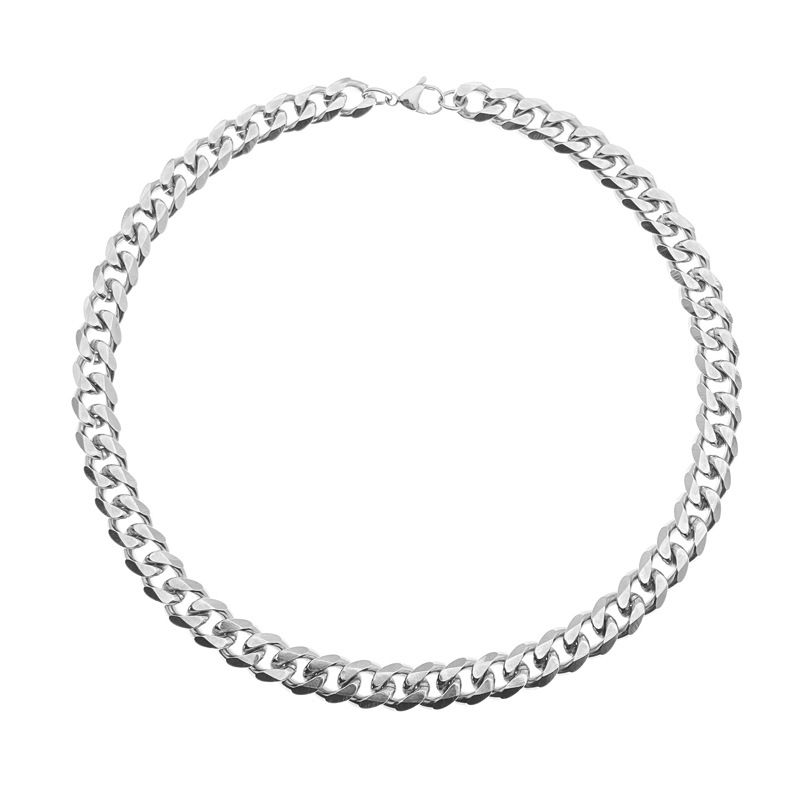 Collier cubain en acier titane pour homme, chaîne épaisse de style minimaliste, accessoires pour couple hip-hop, simple et cool_voghion.com