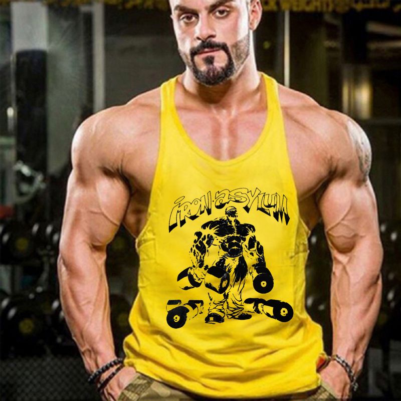 Herrenbekleidung Fitness Lose Training Shaped Slings Baumwolle Sport Hürden Bodybuilding Dünne Träger Weste_voghion.com