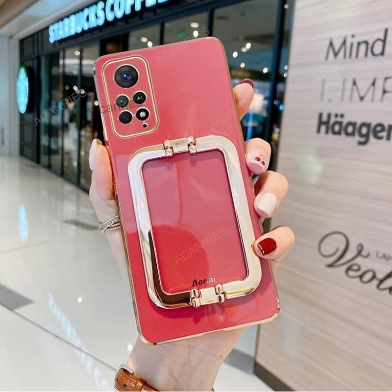 Étui de support de boucle en métal plaqué de luxe pour Xiaomi Redmi Note 11 pro 11s 10 Pro 4g 5g housse de bracelet sur Note11_voghion.com
