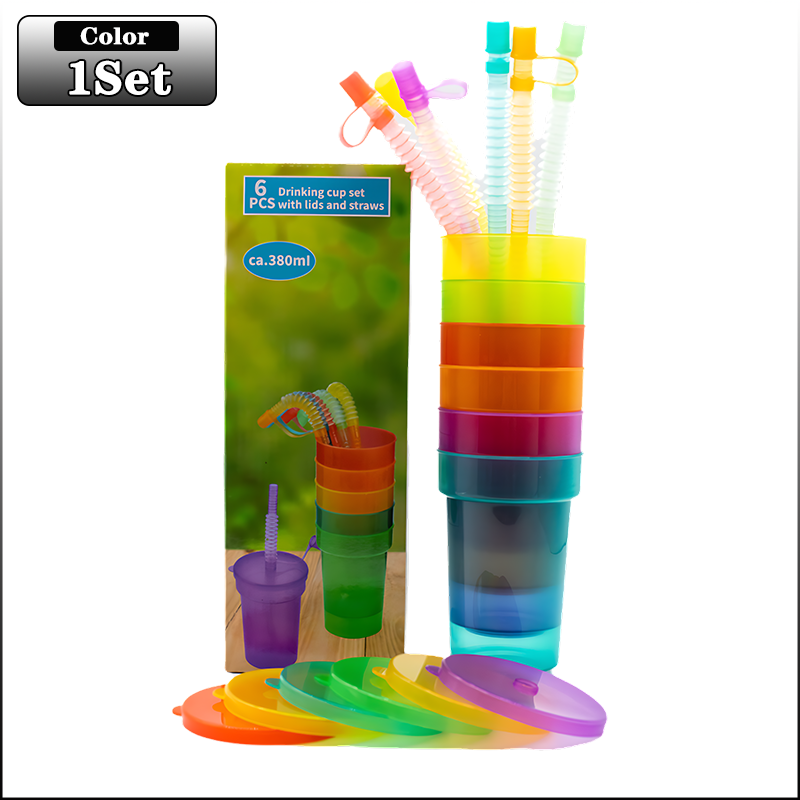 Colorful Expandable Plastic Straw Cup With Leak Proof Lid Siphon Mug For Summer Outdoor Travel Home Juice Milk Water Dri_voghion.com