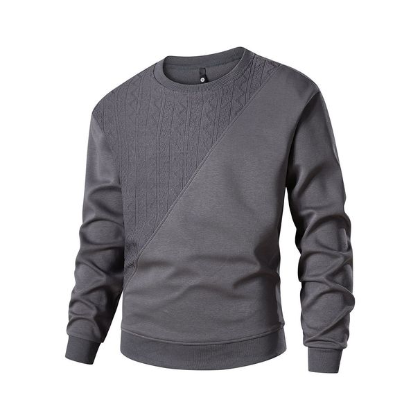 Heren 300GSM Heavyweight Crewneck Sweatshirt – Gestructureerd Jacquard & Drop Shoulder (M-XXXXL)_voghion.com
