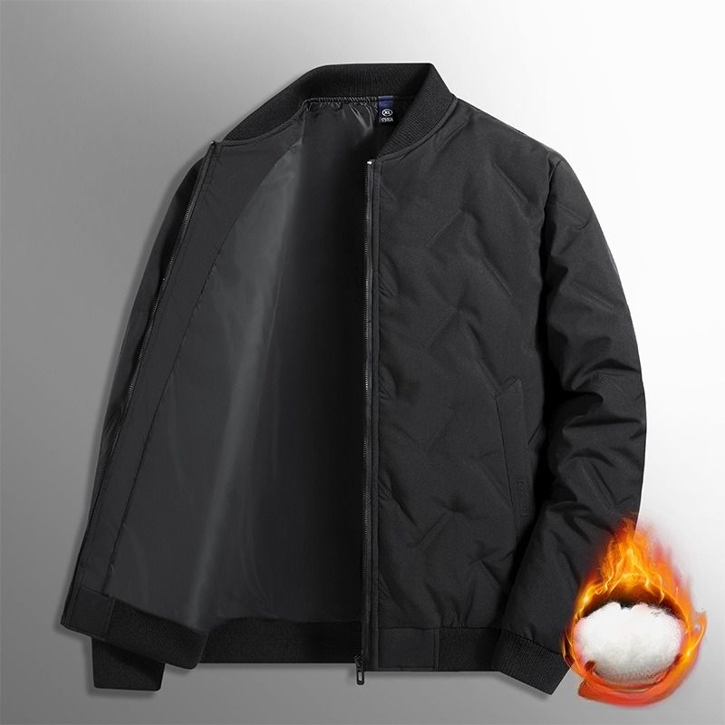 Giacca da baseball versatile con colletto alla coreana, moda autunno e inverno, abbigliamento in cotone spesso, per persone di mezza età e giovani._voghion.com