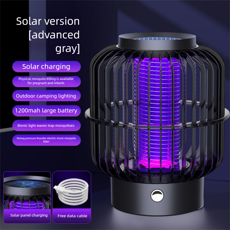 USB Electric Shock Birdcage Mosquito Killer Lamp For Home Dormitory Mosquito Catcher Solar Charging Outdoor Camping Night_voghion.com