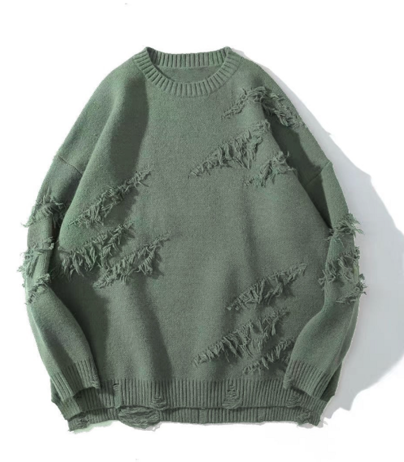 Vyriški drabužiai Retro High Street Hole Išskirtinis megztinis Lazy Style Pažangus dizainas Sense Niche Trikotažas_voghion.com