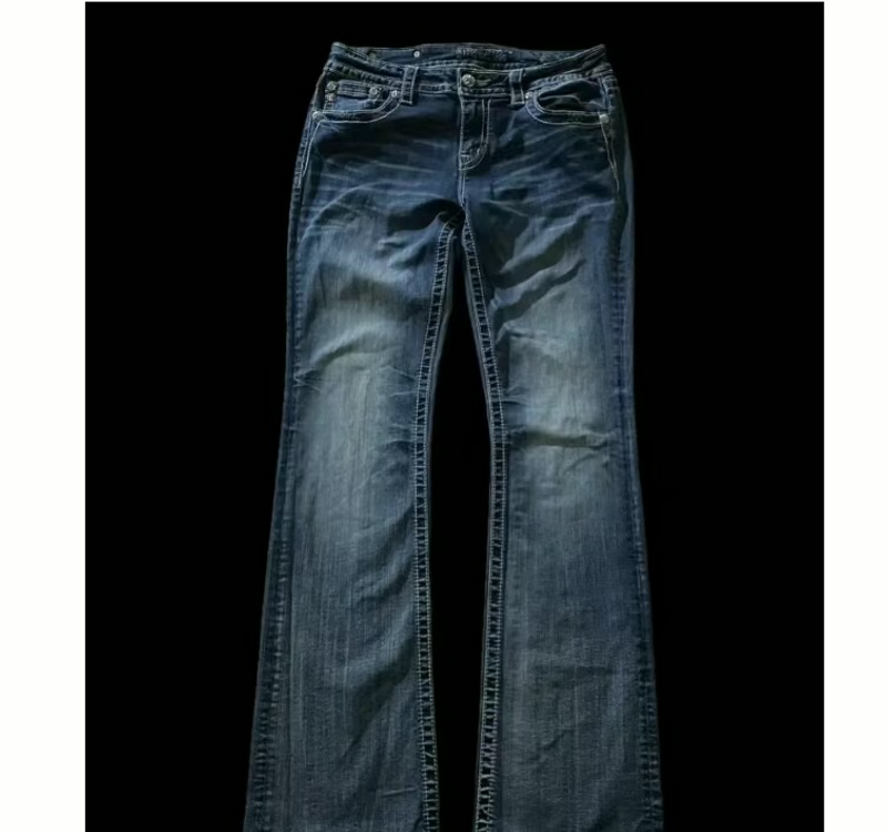 ​​Retro haftowane jeansy - luźne proste spodnie casualowe z diamentowymi zdobieniami (modny styl uliczny)​_voghion.com