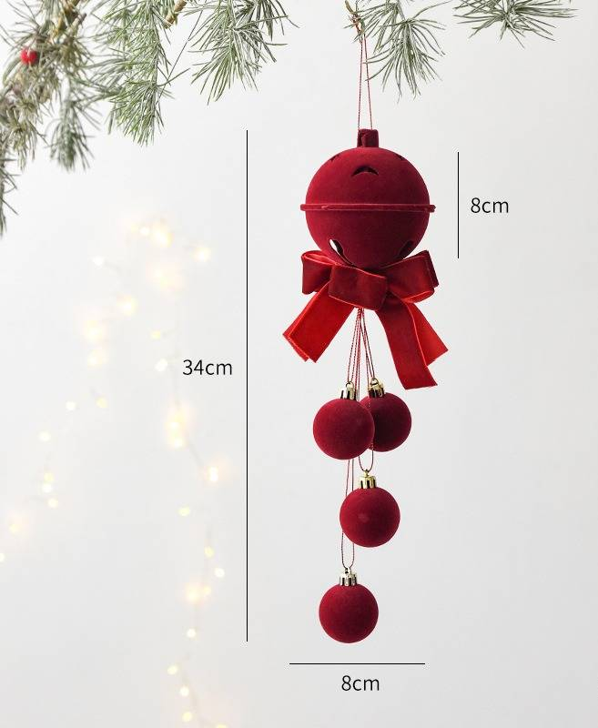 Flocked Christmas Bell Ornaments With Glitter – Elegant Red Velvet Hanging Decor For Tree, Home & Holiday Party_voghion.com
