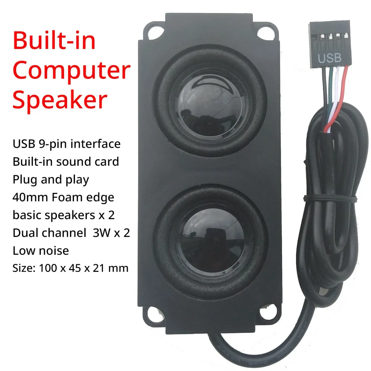 Eingebauter Desktop-Gehäuse 9-poliger USB-Computerlautsprecher mit internem Mikrofon_voghion.com