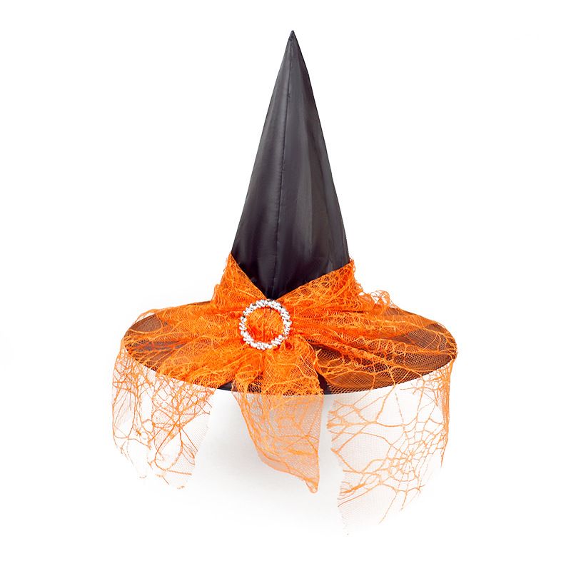 Halloween Witch hat Adult children Magic wizard hat dress up polyester Taffield gauze witch hat_voghion.com