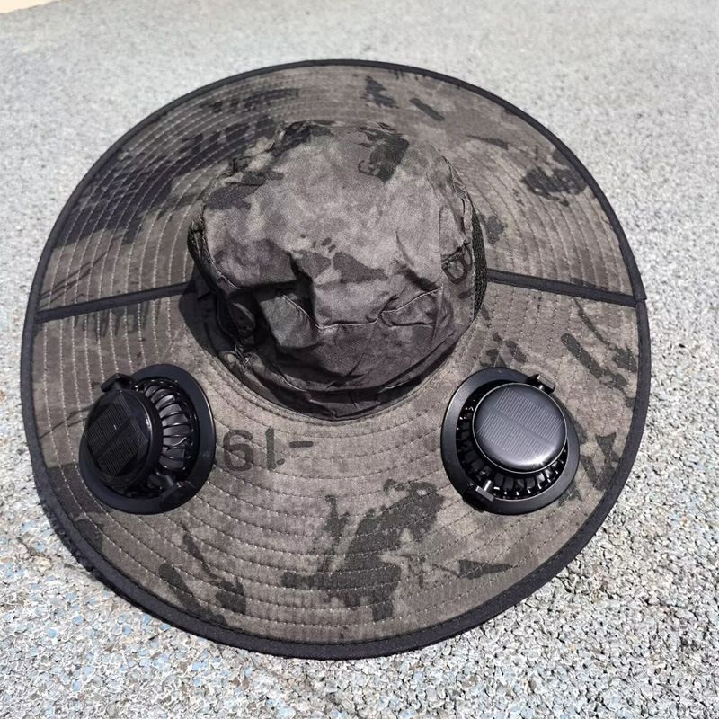 Solar-Powered Cooling Hat For Men - UPF 50+ UV Protection With Wide Brim & Built-in Fan For Hiking/Fishing​_voghion.com