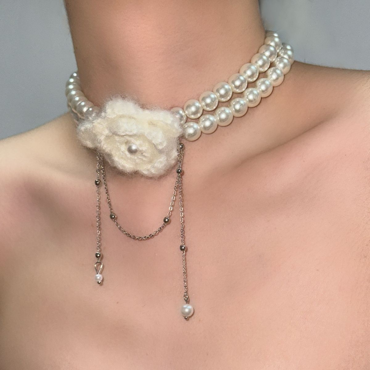 Französische Kamelienperlenkette, Leichter Luxus, Nischendesign, High-End-Feeling, Langer Taillen-Kleiner-Duft-Stil, Körperkette,_voghion.com