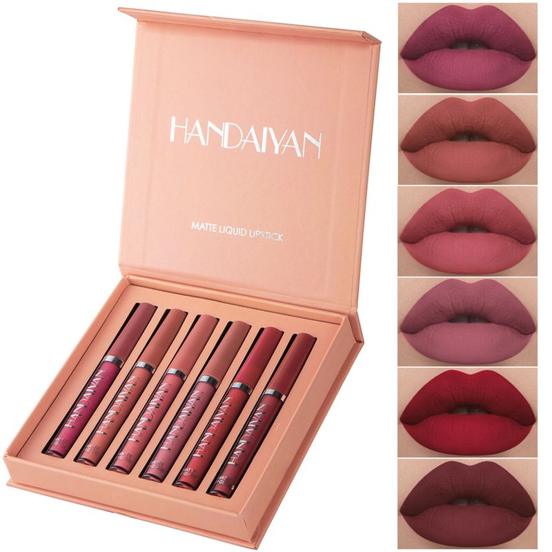 Hislaves HANDAIYAn 6 stuks matte vloeibare lippenstift waterdichte langdurige lipgloss cosmetica- #A_voghion.com