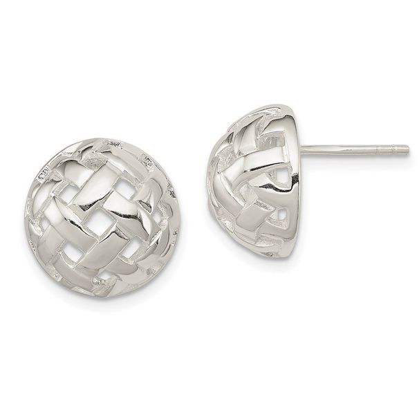Sterling Silver 14mm Fancy Button Post Earrings_voghion.com