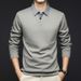 Shirt-Collar Waffle Knit Tee – Layering Essential For Men (Black, Khaki, Heather Grey)_voghion.com
