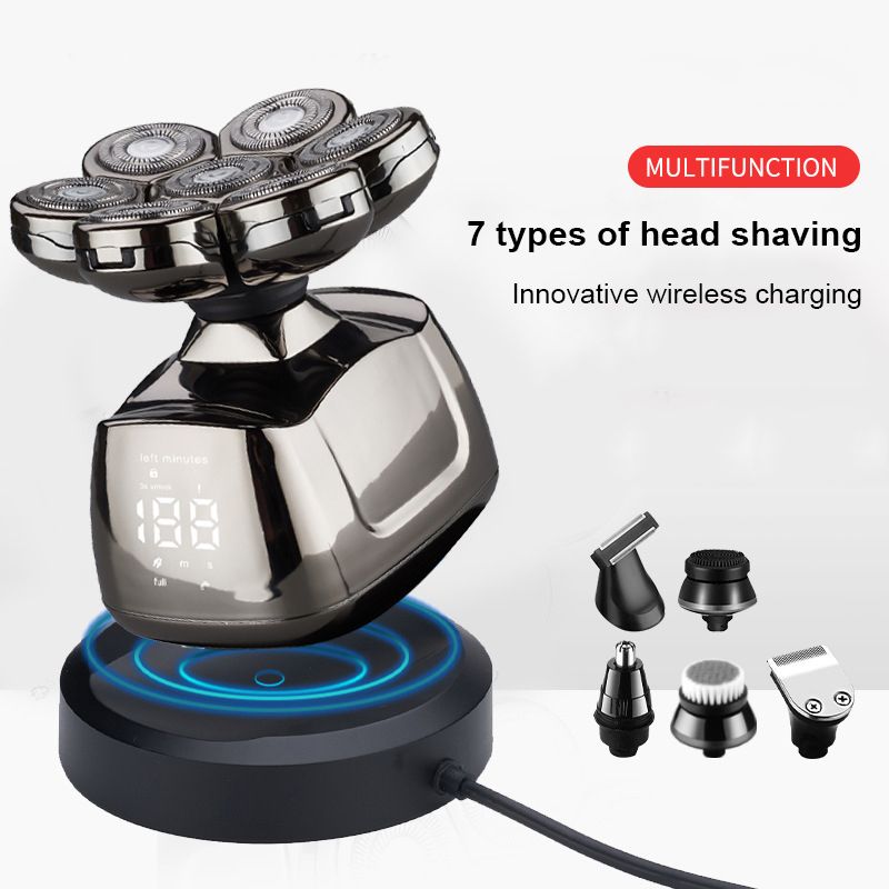 Servis po meri 6 v 1 brivnik za glavo USB odstranjevalec dlak za obraz z možnostjo polnjenja 7D zmogljiv brivnik za moške_voghion.com