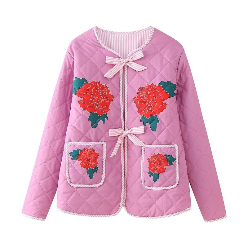 Women's 2024 Summer New Style Positioned Printed Lace Fashion Loose Cotton Jacket_voghion.com