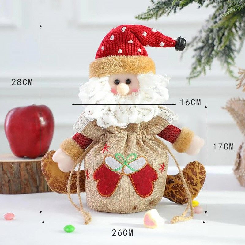 Ziemassvētku ābolu maisiņš Karikatūra Lelle Ziemassvētku dāvanu maisiņš Candy bērnudārza dāvanu ainas noformējums_voghion.com