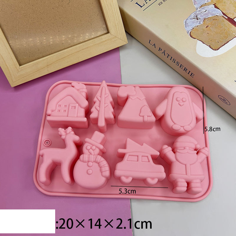 Christmas tree Santa Claus snowman silicone mold chocolate wax bottle sugar mousse baking candle pinch music freeze dried_voghion.com