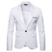 Royal Blue Blazer Men Casual Suit Solid Colour Mens Blazers Jacket Coat XXL Size Single Button_voghion.com