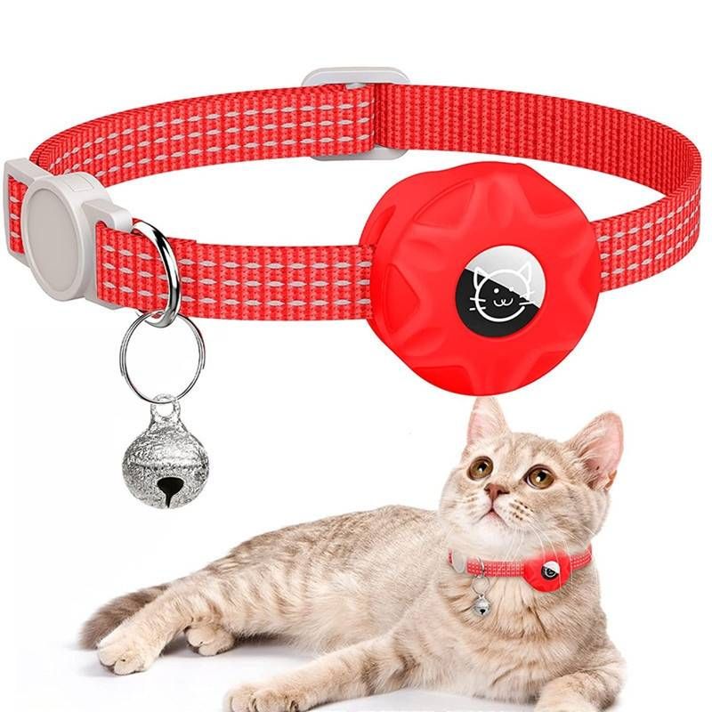 For AirTag Tracker Silicone Case Reflective Pet Cat Collar_voghion.com