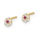 14K Polished Set Of Ball Post CZ Flowers And Cross 3 Pair Earrings Set_voghion.com