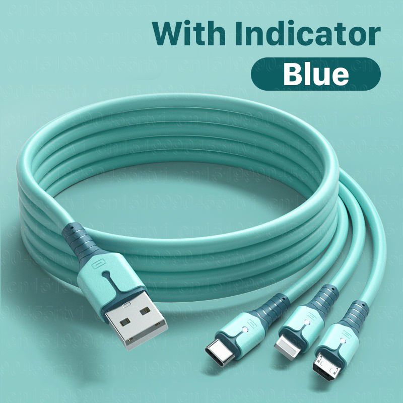 3A 3in1 USB cable suitable for iPhone 13 Pro Max liquid silicone mobile phone charging data cable USB C cable_voghion.com