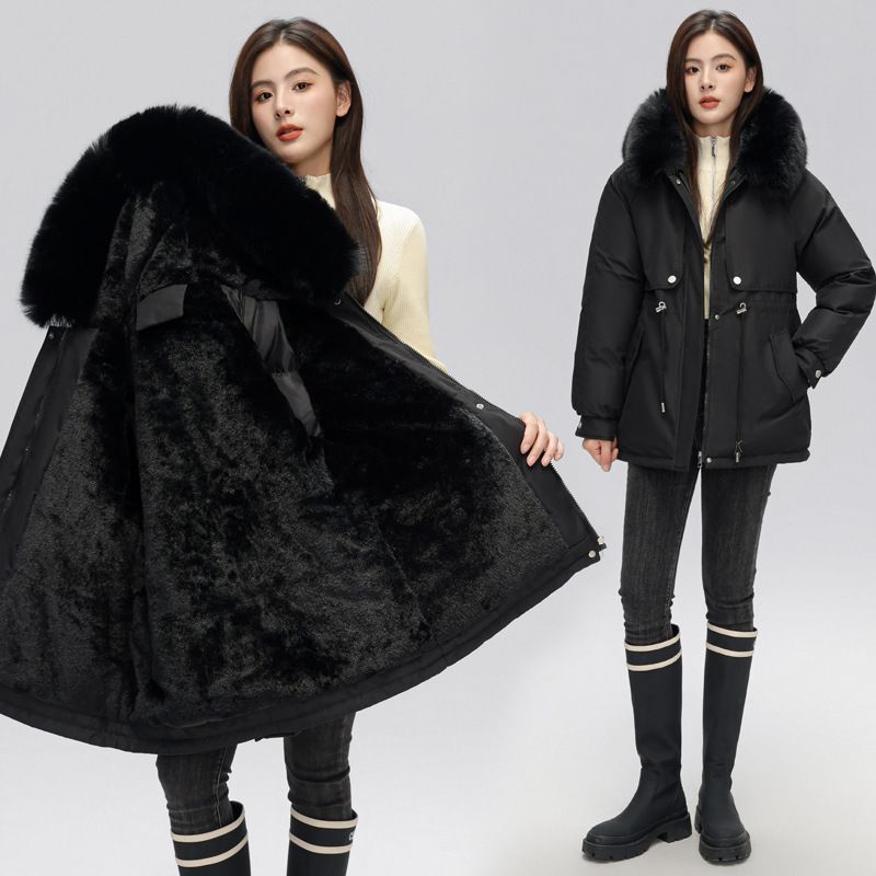 Cotton coat for women, short, small, coat, large fur collar cotton coat, loose plus velvet pie jacket, warm jacket_voghion.com