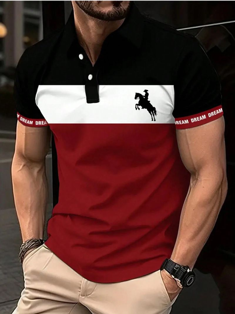 Abbigliamento da uomo Polo a maniche corte da uomo, maglietta con risvolto, stile casual, nuovo_voghion.com