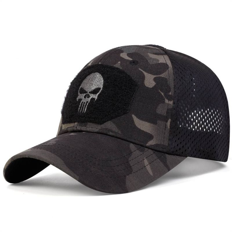 Adjustable Outdoor Camouflage Baseball Mesh Hat Special Forces Tactical Camouflage Hat Skull Sunshade Velcro Duck Tongue Hat_voghion.com
