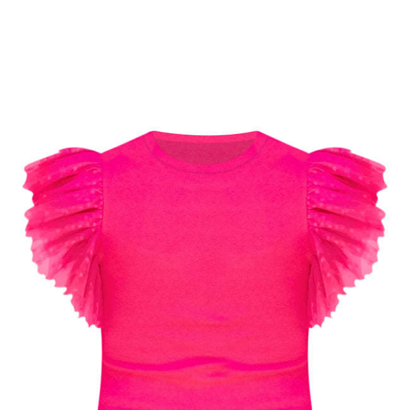 Ropa de mujer Camiseta de punto para mujer Camiseta de manga corta con cuello redondo y estampado de hojas de loto para mujer_voghion.com