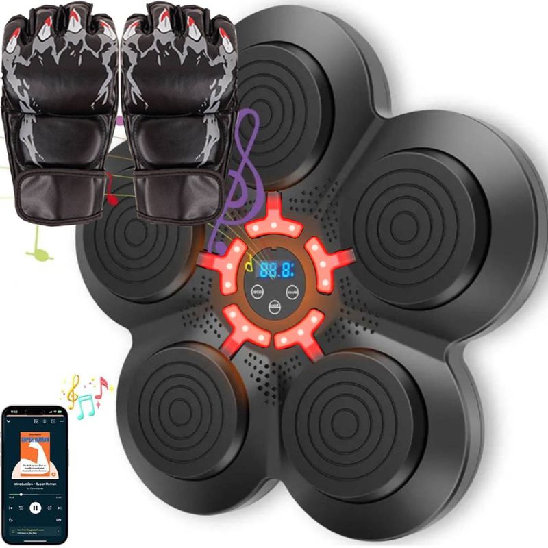 Music Boxing Machine, Interactive Punching Trainer With Boxing Gloves, Large Size Wall Mounted Electronic Boxing Target For Adults Kids_voghion.com