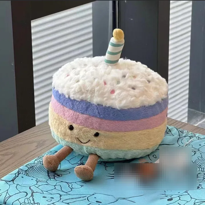 Peluche Animaux Poupée Arc-en-ciel Gâteau d'anniversaire Mignon Gâteau Peluche Jouet Cadeau d'anniversaire Super Mignon_voghion.com