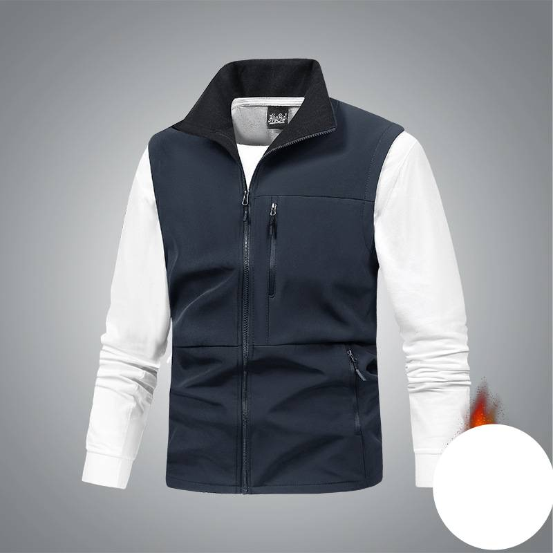 Men's Clothing Men's Soft Shell Vest Autumn And Winter New Style High End Plus Velvet Warm Stand Collar Casual Vest Jacket Waistcoat_voghion.com