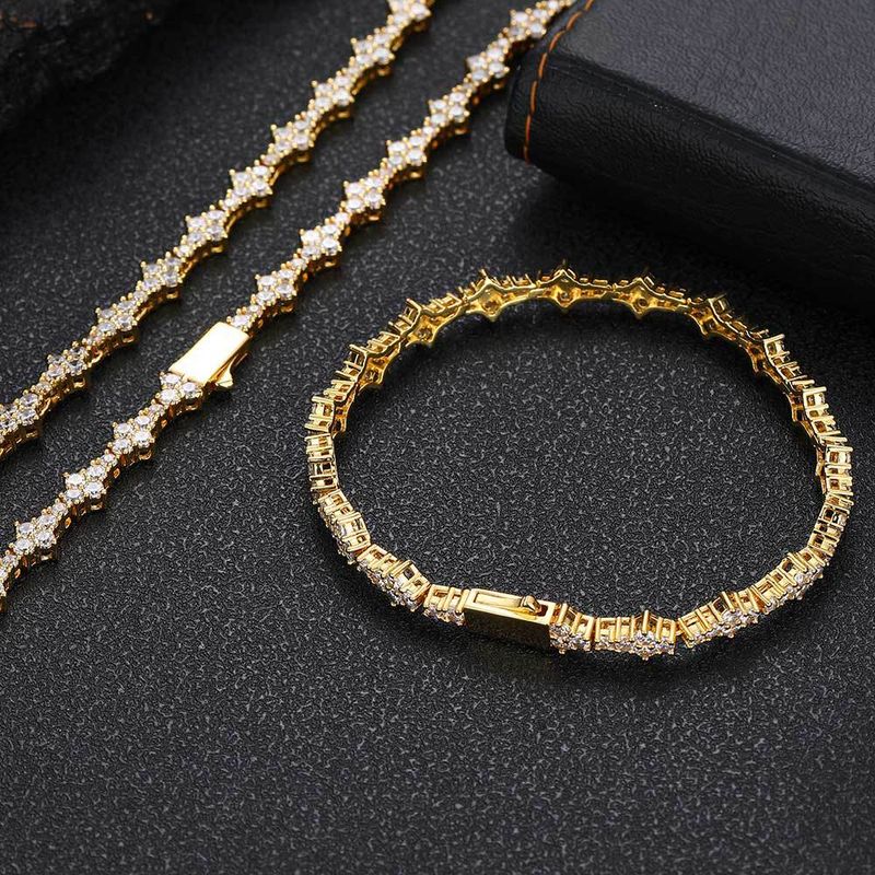 Chain Necklaces Hip Hop 6.5mm spring buckle plane tennis chain Zircon necklace jewelry for women and men couple bracelet_voghion.com