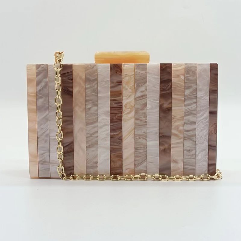 Damenhandtasche, gestreift, Champagner-Nähte, Acryl, Abendtasche, Schultertasche_voghion.com