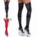 New Women Thigh High Over Knees Shiny Lacquer Leather Casual Long Overknee Socks Black Red Stockings Clubwear_voghion.com